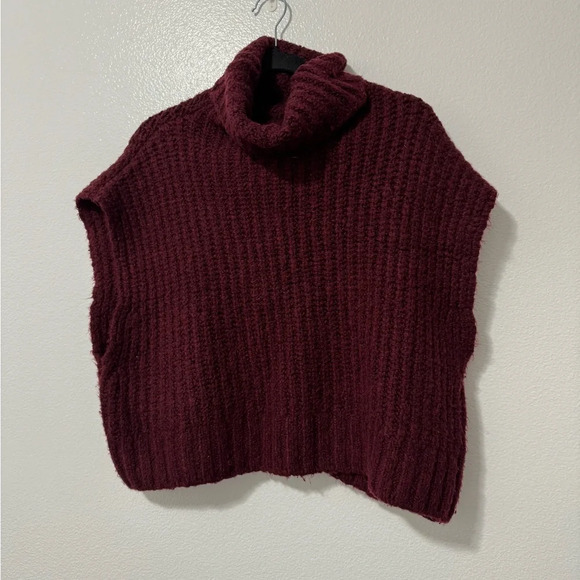 Free people womens honey bunny knit crop sweater top size large red cotton blend - Picture 2 of 5